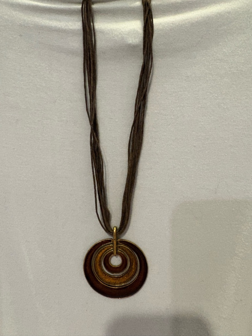 Brown Layered Circle Pendant Necklace